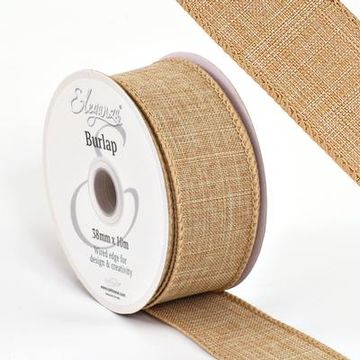 Eleganza Wired Edge Burlap 38mm x 10m Natural No.02 - Ribbons